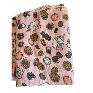 Mud Pie Cotton Snack Print Blanket Milk and Cookies !